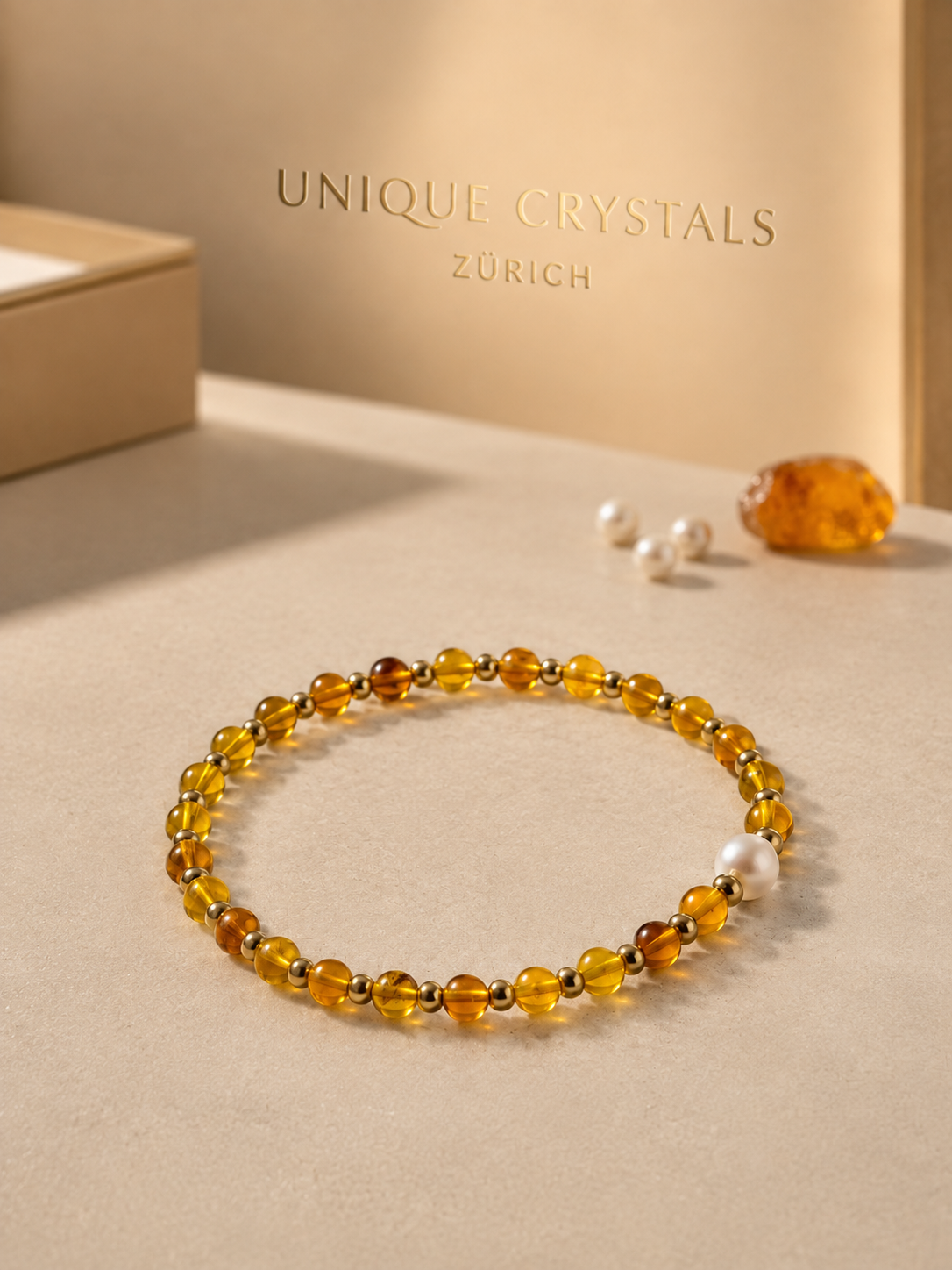 Amber Armband mit echter Süsswasserperle aus natürlichem Bernstein in 1A-Qualität