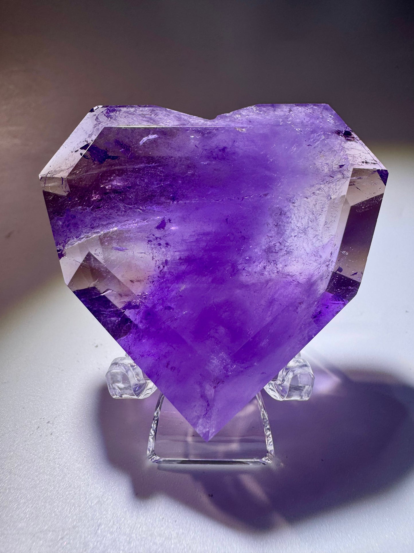 Amethrin-Herz – seltener Kristall aus Citrin & Amethyst – klar & mit Regenbogen