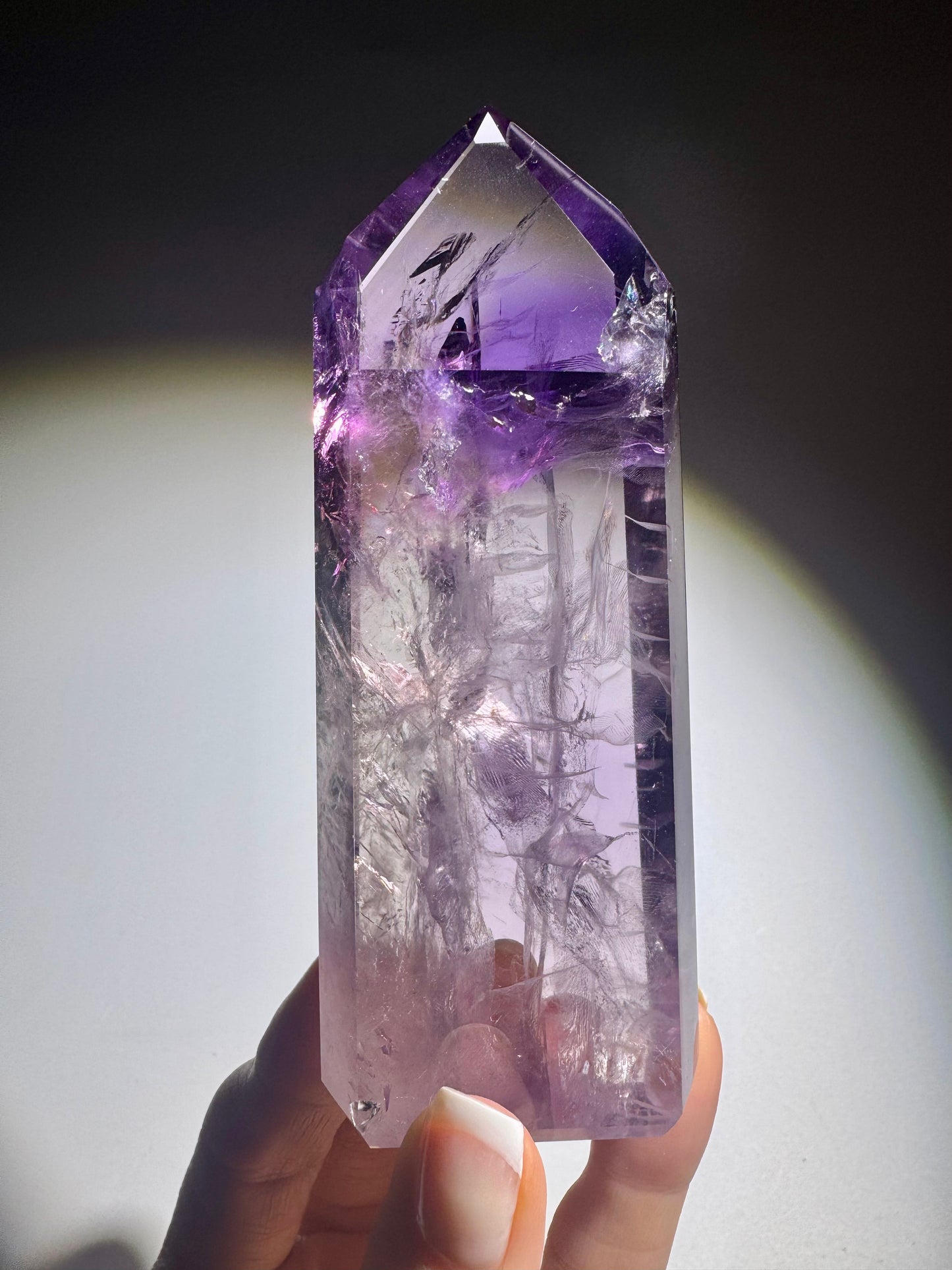 Amethrin Kristallspitze mit Phantomen – Edelstein aus Brasilien – 11,4 cm, 187 g