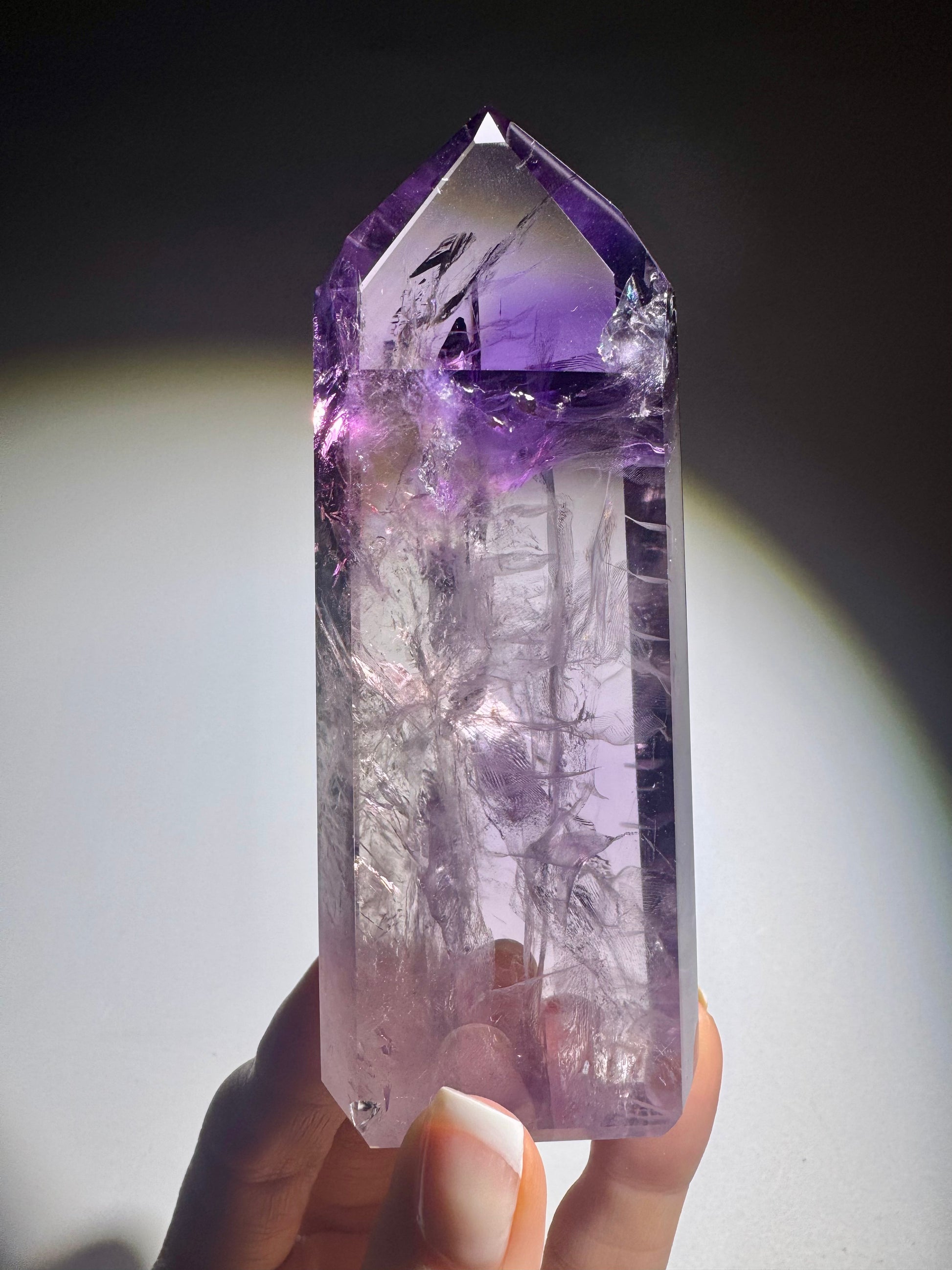 Amethrin Kristallspitze mit Phantomen – Edelstein aus Brasilien – 11,4 cm, 187 g