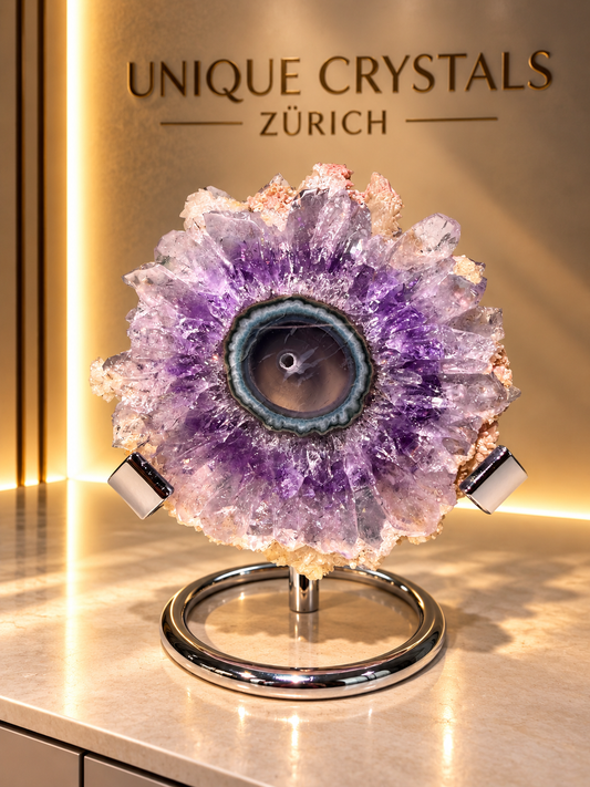 Amethyst-Blüte aus Uruguay – Weiss Lavendel Grün | Premium Qualität