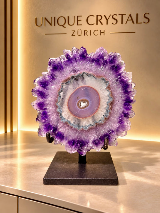Amethyst-Blüte aus Uruguay – symmetrischer Stalaktit in Premium Qualität