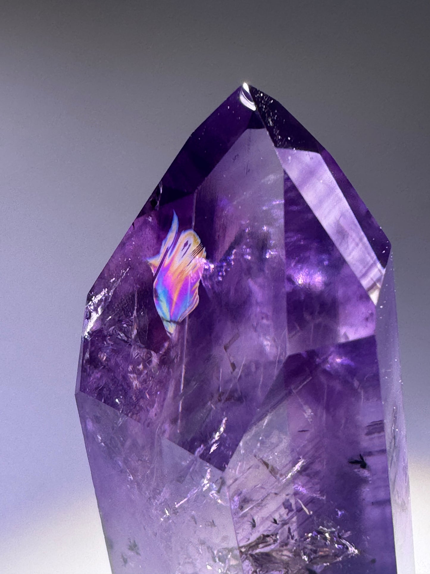 Amethyst-Citrin Spitze mit innerem Leuchten – Ametrin 8,2 cm