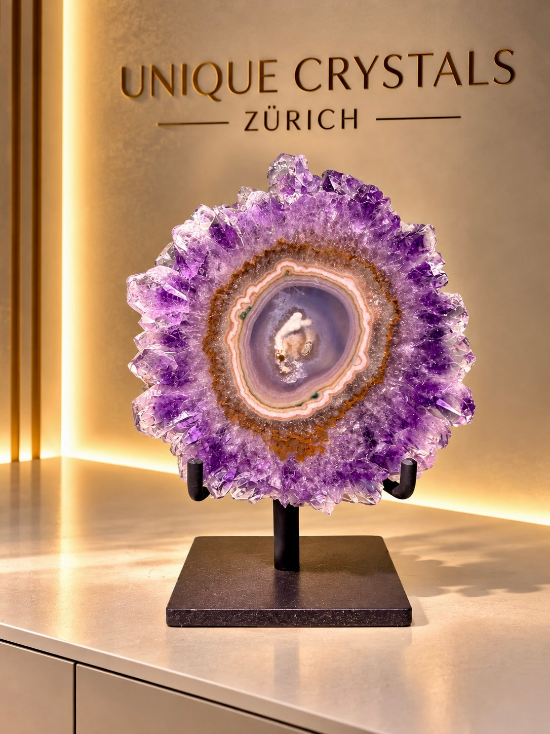 Amethyst-Sonne aus Stalaktit – violette Premium Qualität aus Uruguay