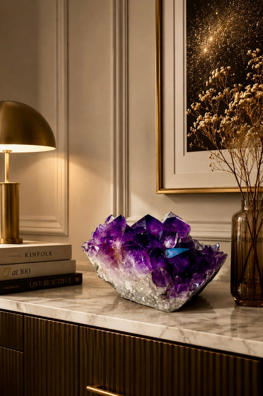 Amethyst Cluster Druse Edelstein Heilstein tief violett AAA Qualität 1.6 kg 15 cm Naturstein Sammlerstück