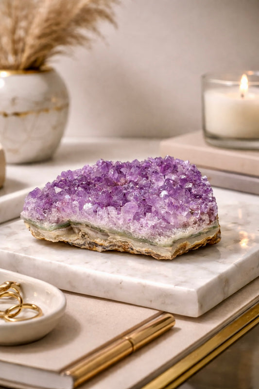 Amethyst Druse Uruguay 9,5 x 8 cm 263 g mit intensiv violetter Kristallstruktur