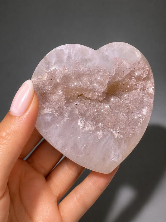 Amethyst Herz zart Hellrosa Doppelkristallisation Uruguay 7,1 cm 177 g