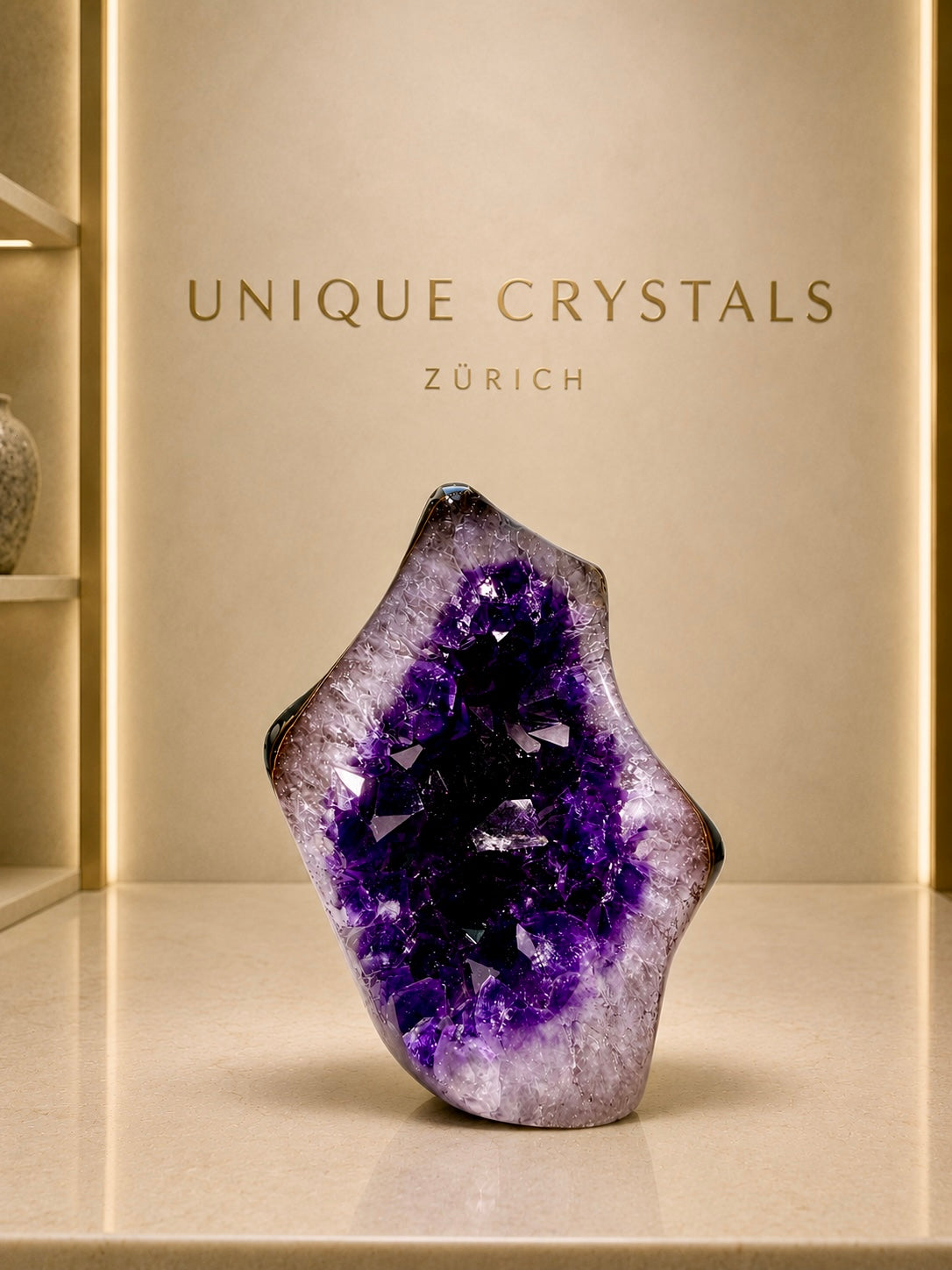 Amethyst Kristall Freeform Uruguay, Tiefviolett, 11 cm, 636 g