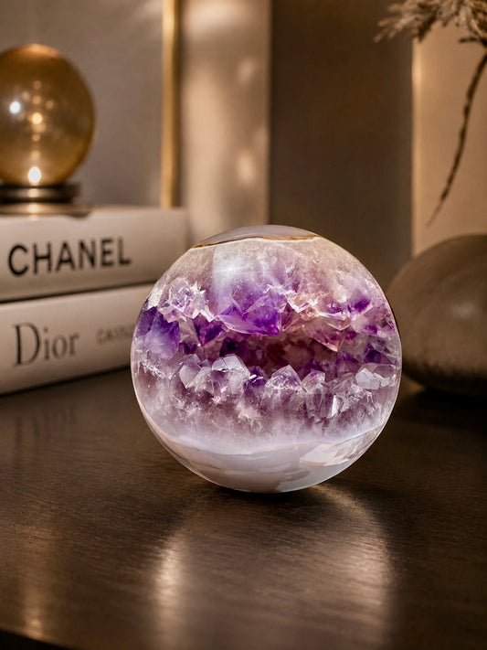 Amethyst Kugel 7.6 cm – 570 g | Zartes Lila & funkelnde Kristalle