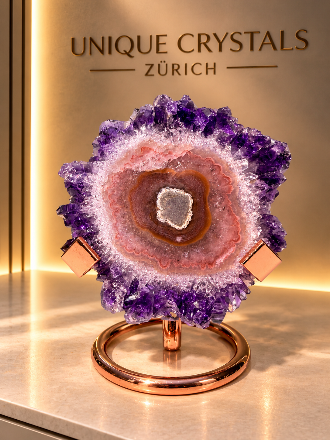 Amethyst Stalaktit aus Uruguay – violette Kristallblüte mit grossen Kristallen