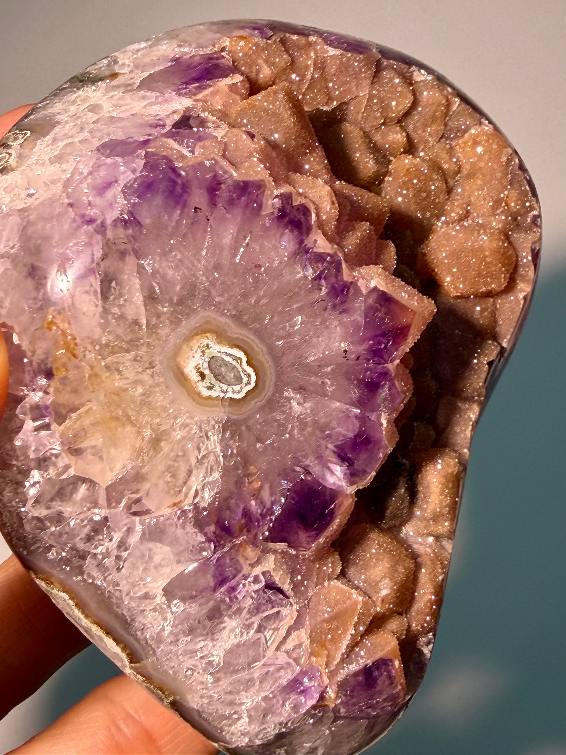 Amethyst Sugar Crystal mit sekundärer Kristallisation und Stalaktit – 389 g – Uruguay