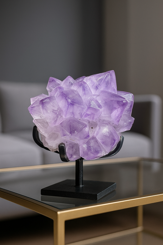 Amethystblüte 8,6 cm Uruguay Premium Stalaktit Kristall mit Phantomen