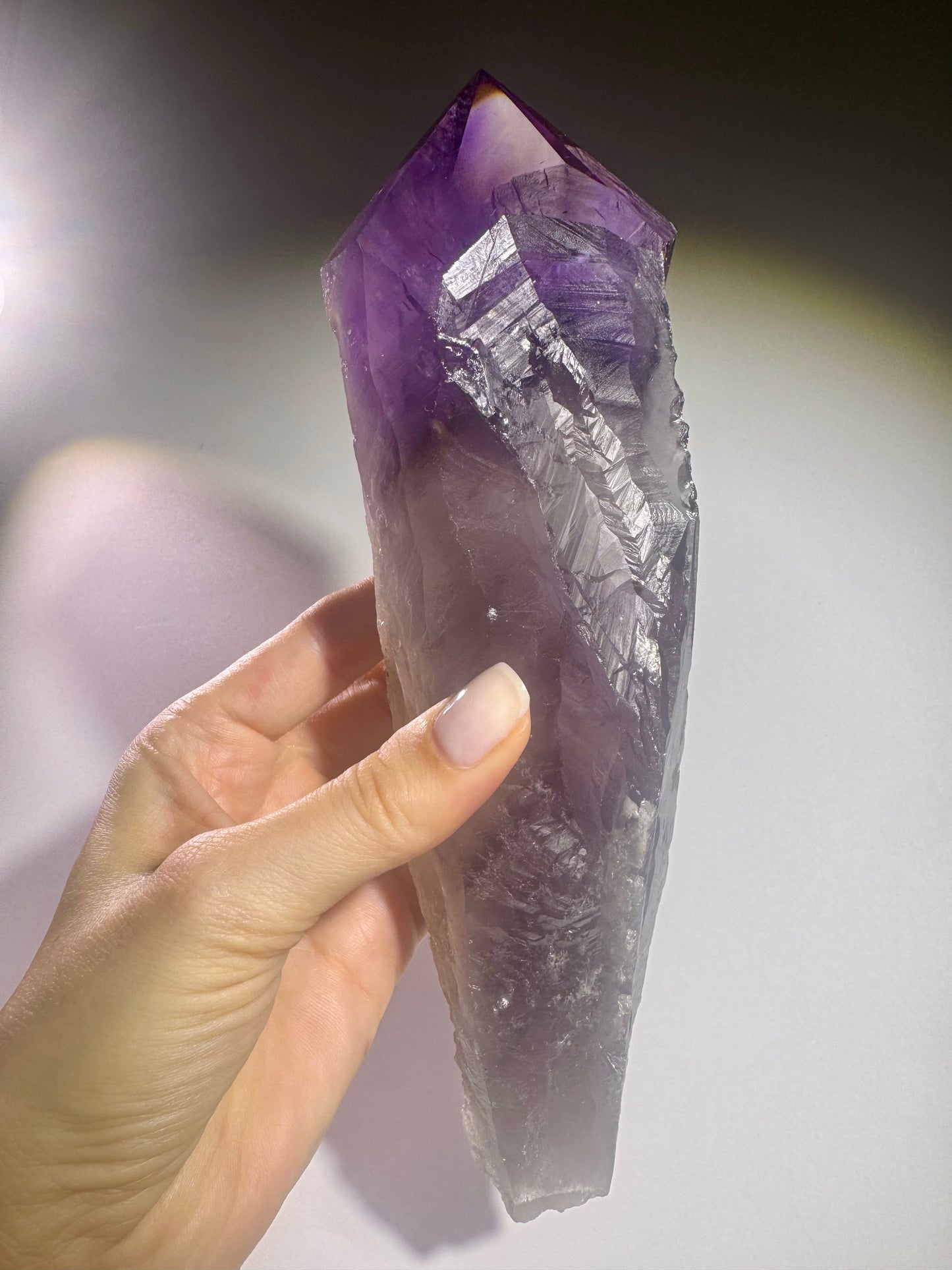 Ametrin Kristallzahn mit Amethyst, Citrin und Hollandit – 22 cm naturbelassene Spitze aus Brasilien