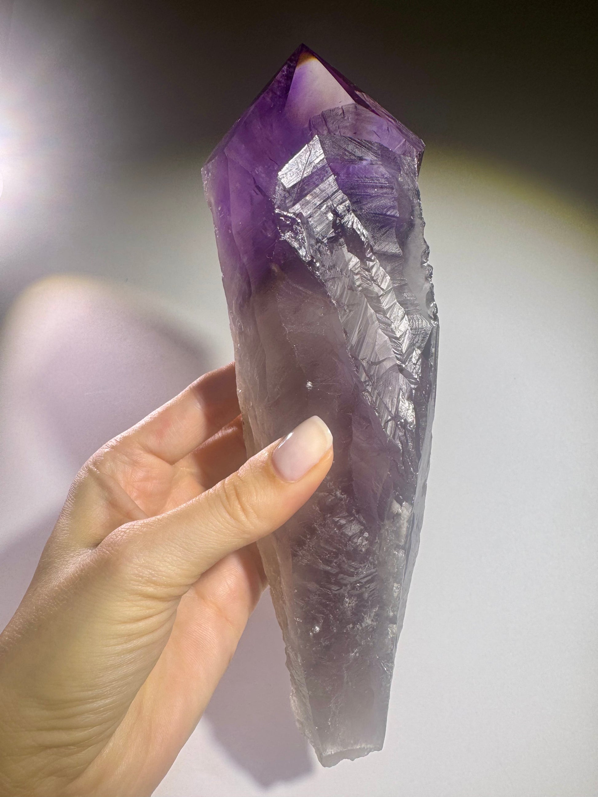 Ametrin Kristallzahn mit Amethyst, Citrin und Hollandit – 22 cm naturbelassene Spitze aus Brasilien