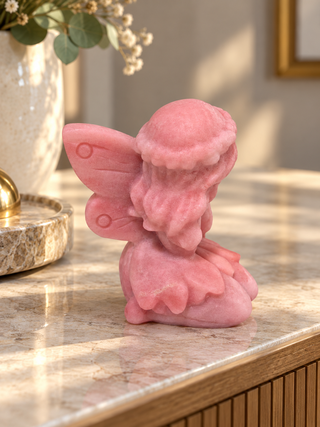 Kristallfee mit Flügeln 6 cm – Jade, Pink Opal oder Rosenquarz