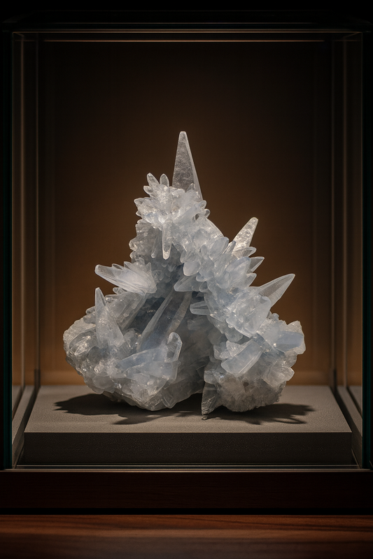 Celestin Stufe aus Madagaskar 💎 Klar & funkelnd – Kristall mit transparenten Spitzen ✨ Museumsqualität 6,5 cm