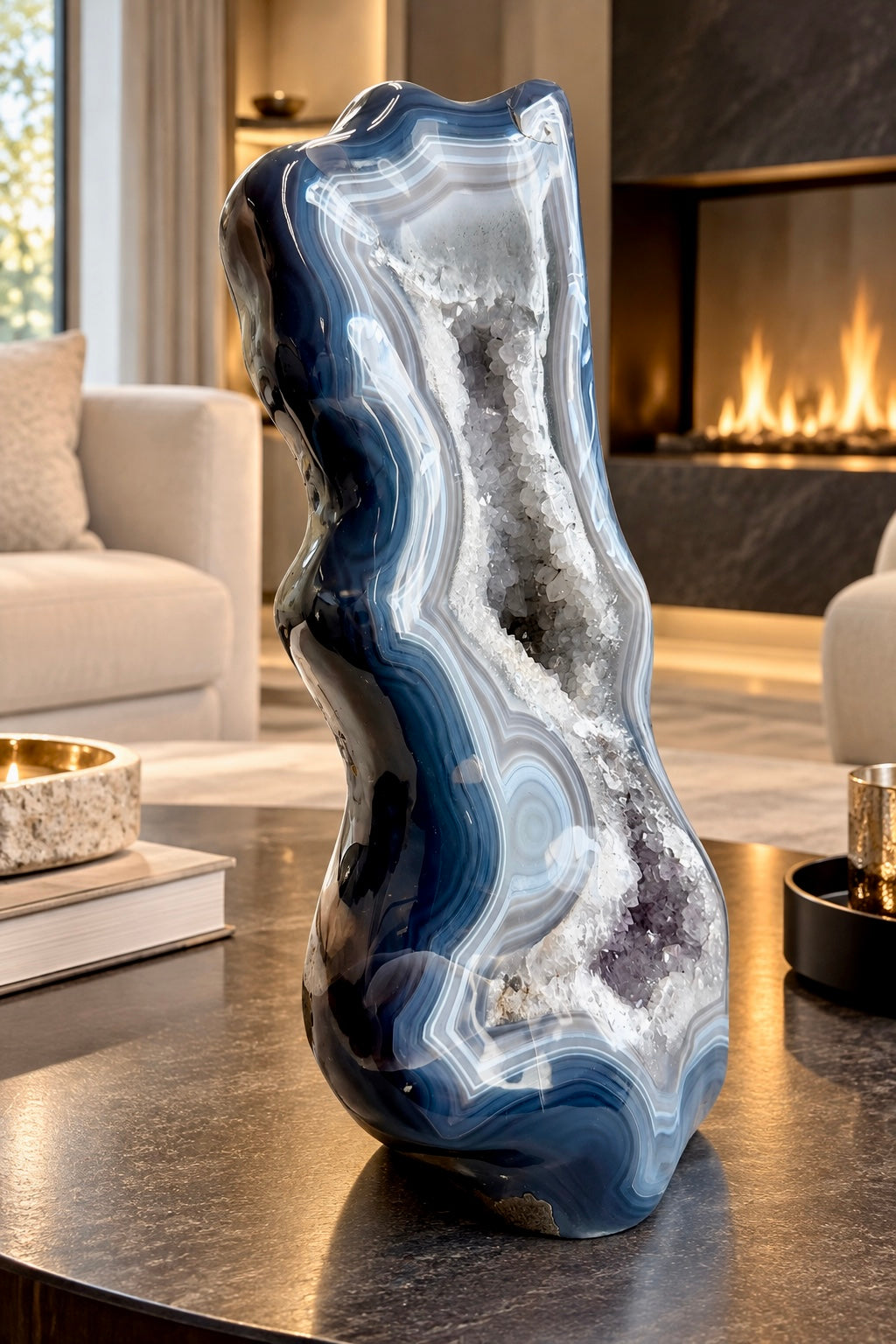 XXL agate crystal freeform sculpture from Uruguay, 35 cm, 12 kg