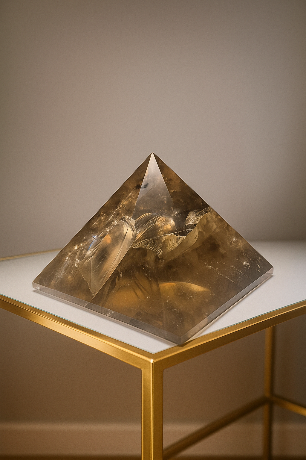 Rauchquarzpyramide extra klar mit Regenbogen aus Brasilien – 6cm