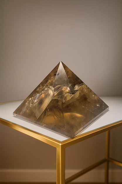 Rauchquarzpyramide extra klar mit Regenbogen aus Brasilien – 6cm