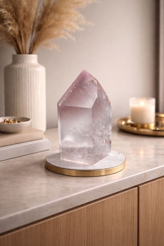 Bezaubernde Pink-Lithium-Spitze mit Phantom & Regenbogen 💖 - 7cm, 219g