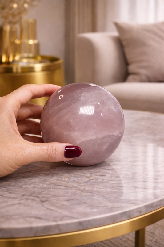 Rosenquarz Kugel - 8cm, 775g