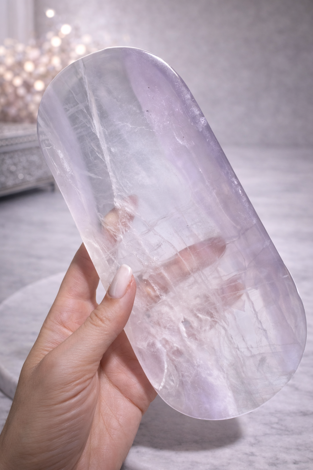 Grosse Kristallschale aus Pastellfluorit – 21.5 x 9 cm, 471 g – Brasilien, hochwertig & transparent