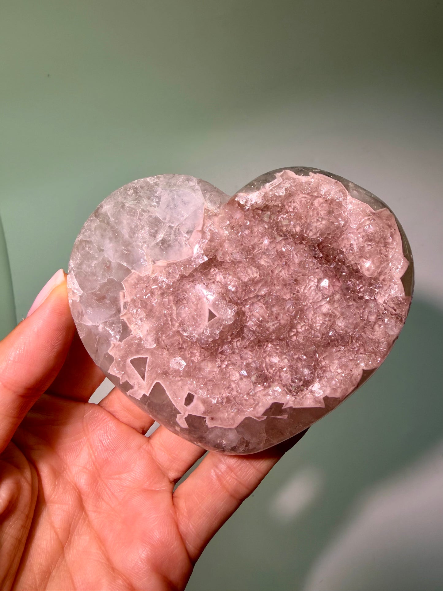 Baby Pink Amethyst Herz – Rainbow Kristalle & Doppelkristallisation