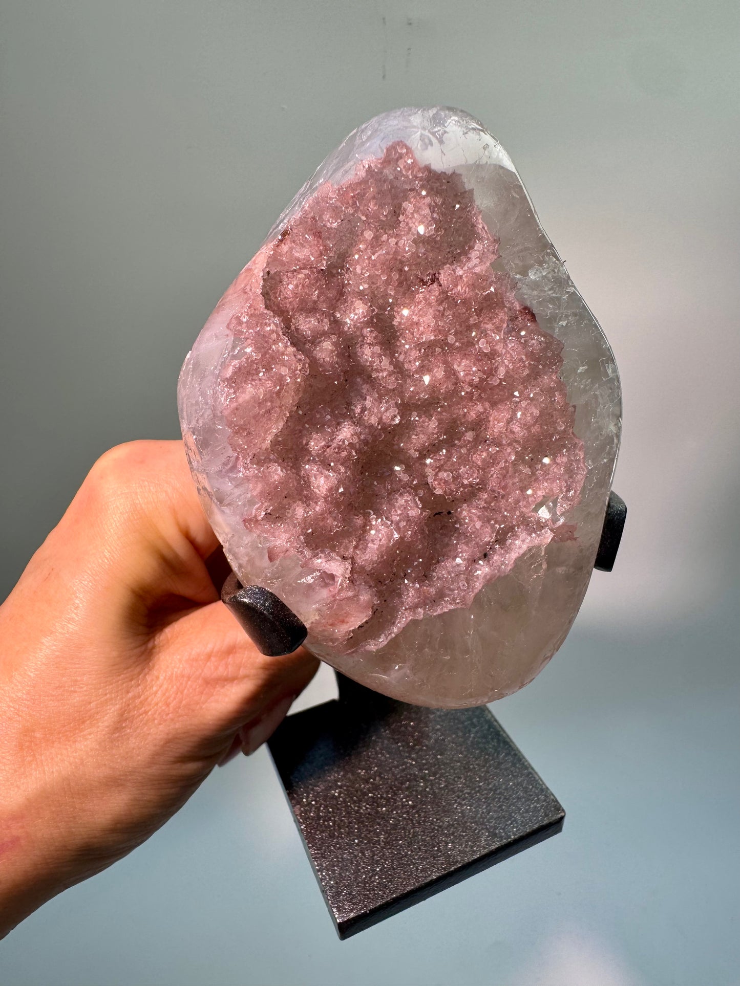 Baby Pink Rainbow Amethyst Uruguay 9,5 × 7 cm – Edelstein mit Doppelkristallisation