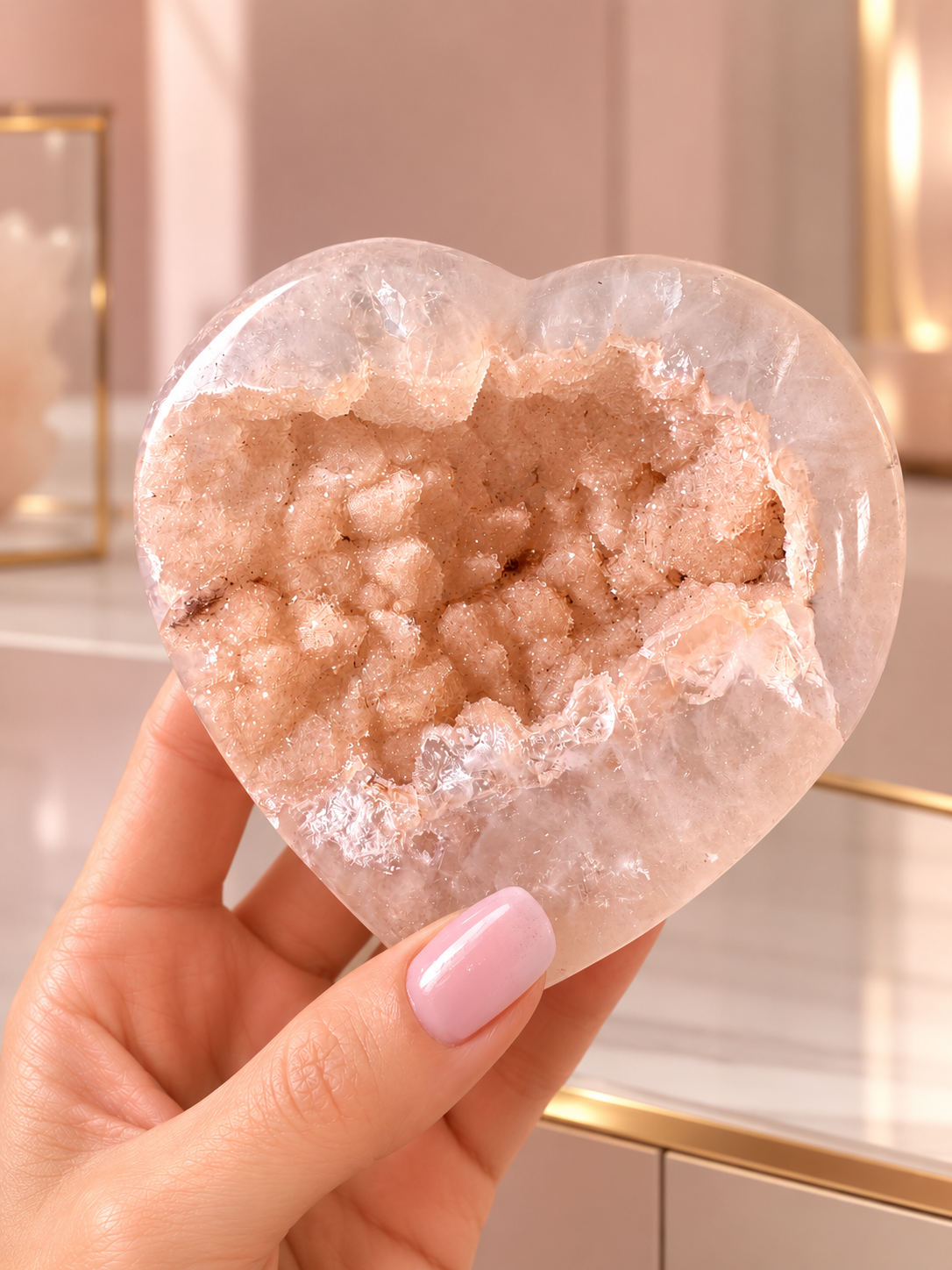 Baby Pink Sugar Rainbow Amethyst Herz Uruguay 9,6 cm | Ultraselten