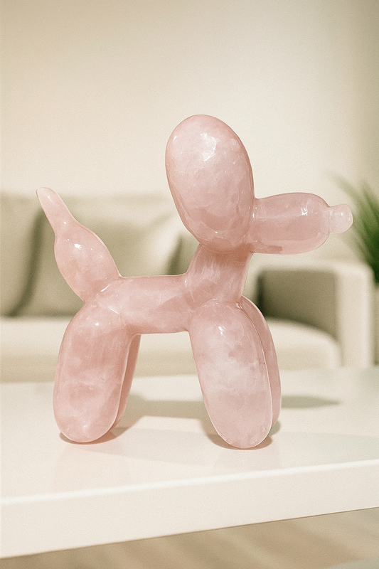 Balloon Dog aus Rosenquarz - 15cm, 957g