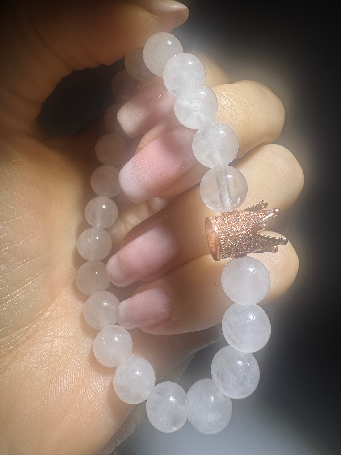 Bergkristall-Armband mit Krönchen – Roségold oder Silber