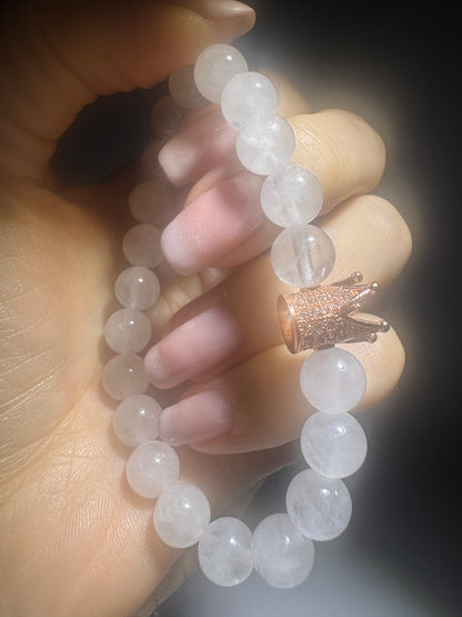 Bergkristall-Armband mit Krönchen – Roségold oder Silber