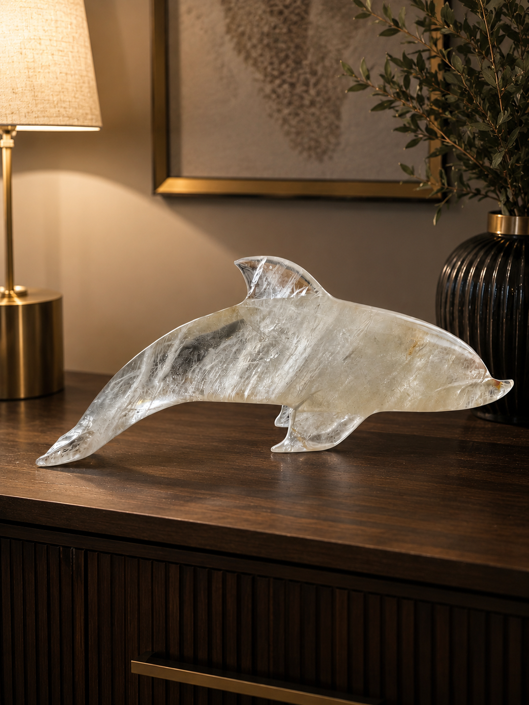 Bergkristall-Delfin mit Citrin aus Brasilien 37 cm 2,14 kg