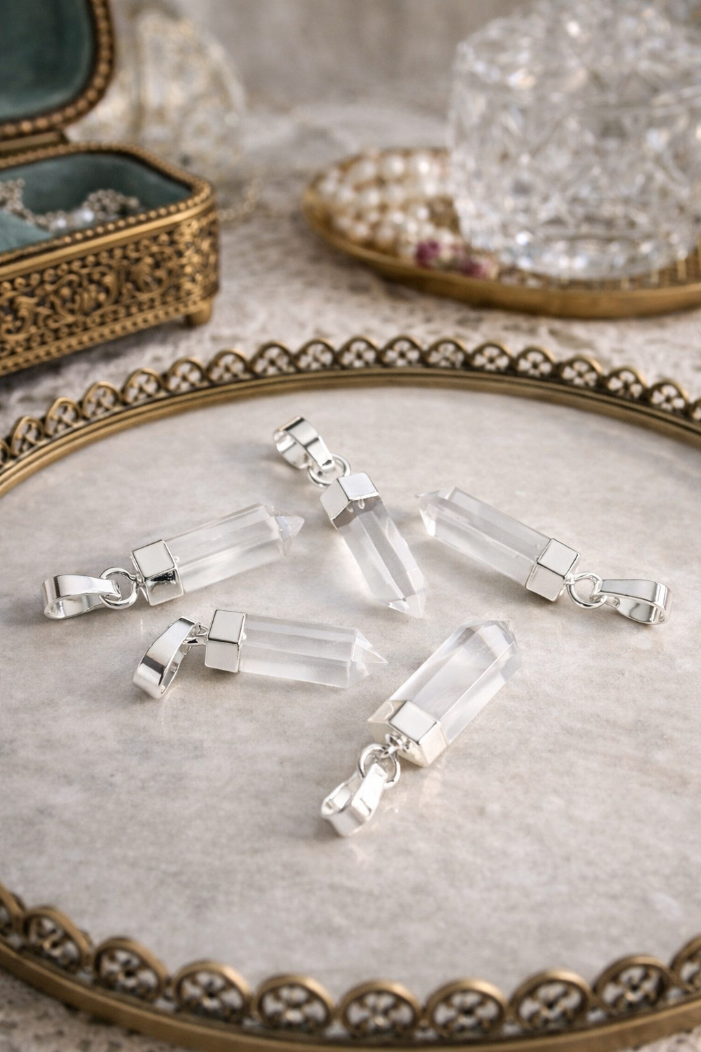 Bergkristall Anhänger 925 versilbert – klare Kristallspitze