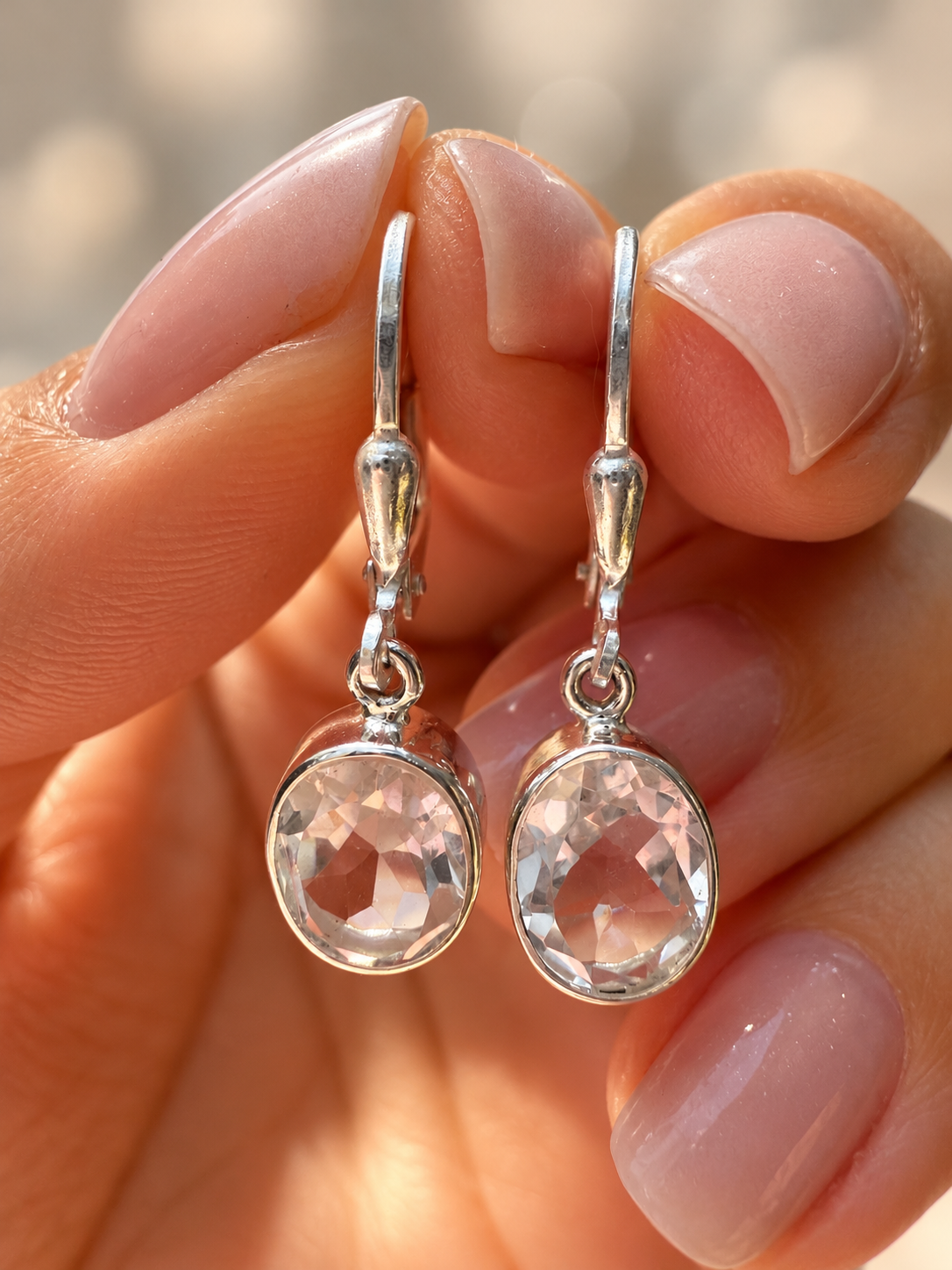 Bergkristall Hängeohrringe aus 925 Sterling Silber, 2,6 cm lang