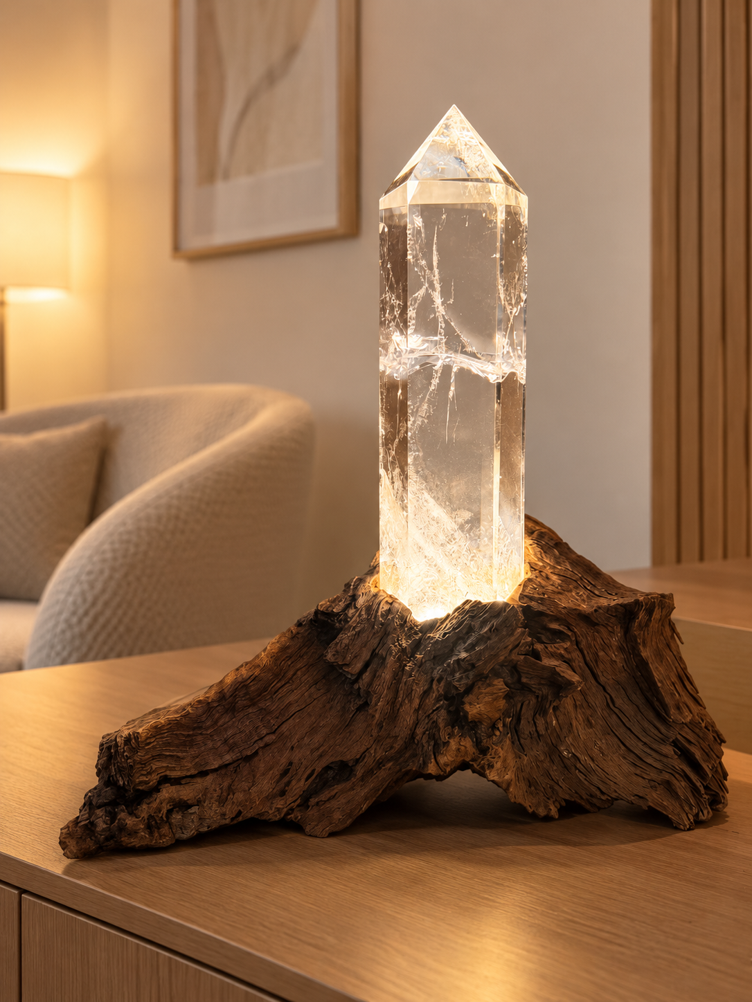 Bergkristall aus Brasilien mit LED-Beleuchtung, Extra-Qualität, 17.5 cm, 657 g