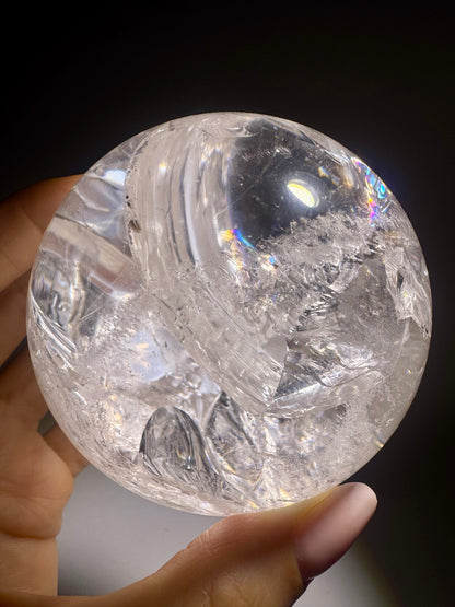 Bergkristallkugel 8 cm – Klarheit & Regenbogen | Premium Qualität