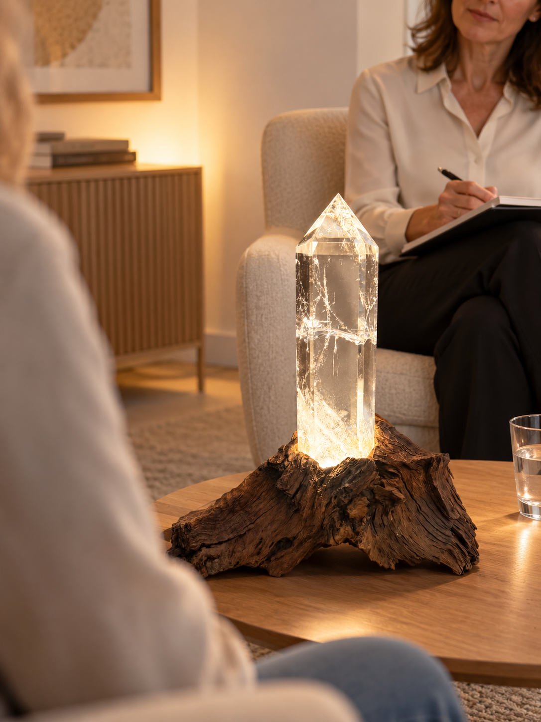 Bergkristalllampe mit LED-Beleuchtung, Extra-Qualität aus Brasilien, 24.5 cm, Kristall 657 g