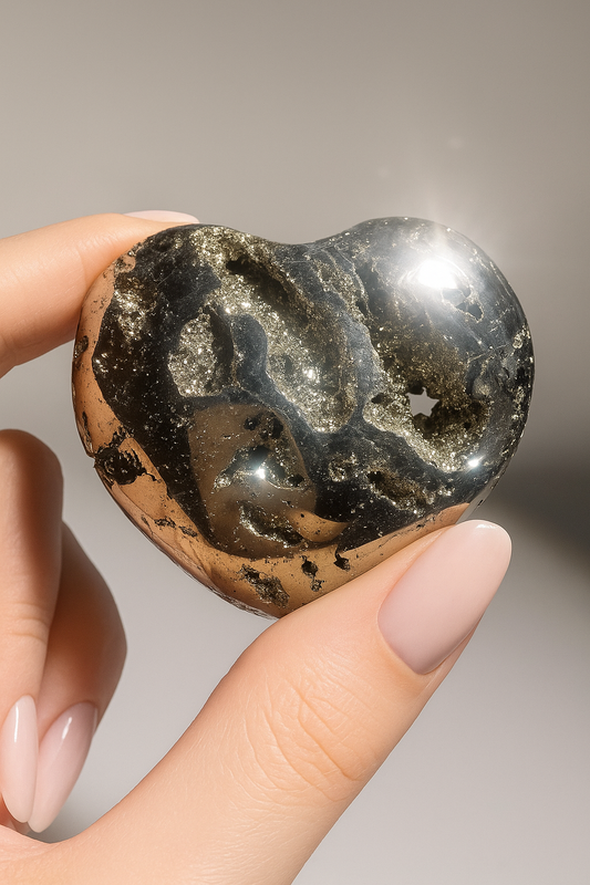 Bezauberndes Pyrit Herz 4.6 cm – Goldener Glanz aus Peru 