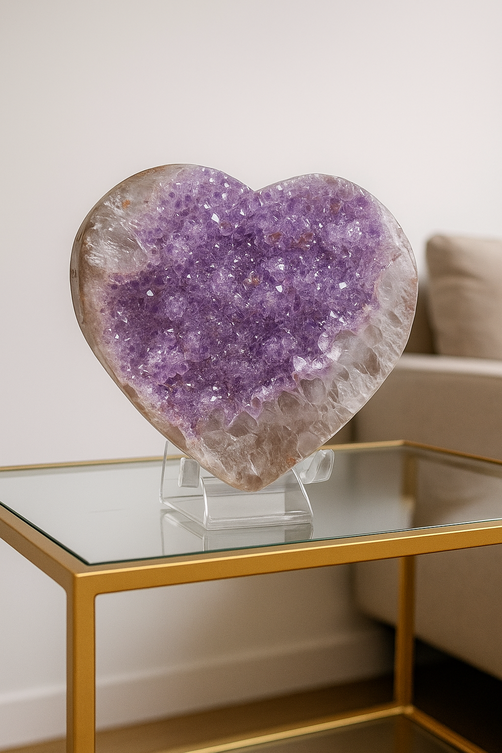 Bezauberndes Rainbow Amethyst Herz 9,1 cm – Premium Qualität Uruguay