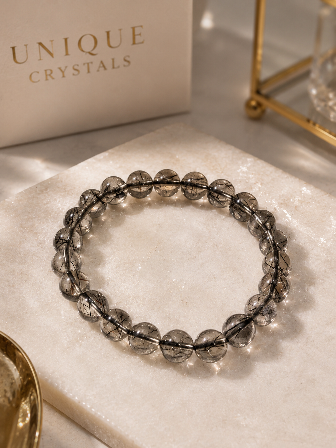 Black Rutilquarz Armband für Klarheit, Schutz und innere Stärke