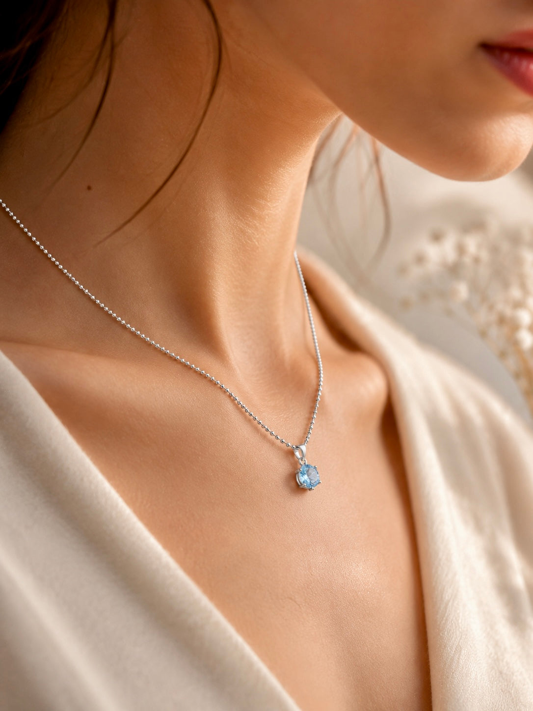 Blau-Topaz-Anhänger in 925 Sterling Silber – Zeitlos & funkelnd