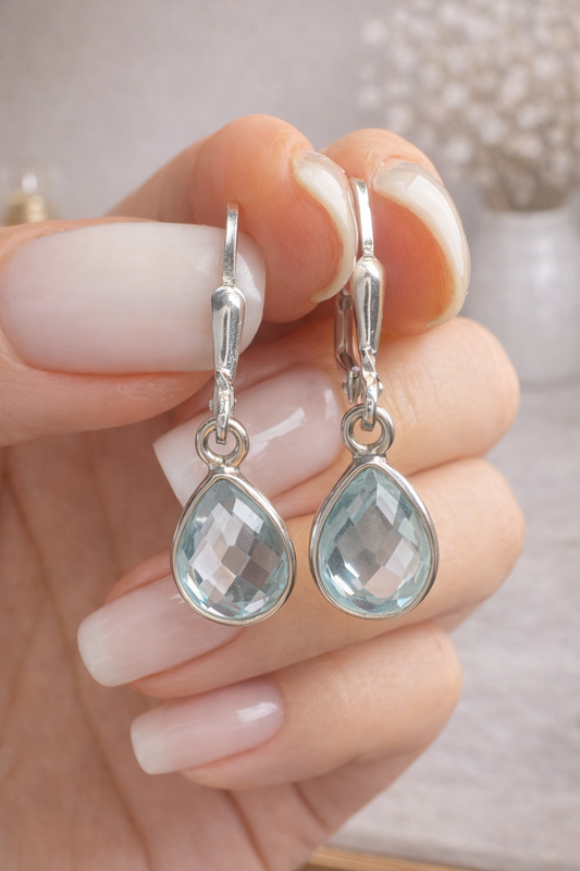 Blau-Topaz Ohrhänger 925 Silber – filigran & hochwertig