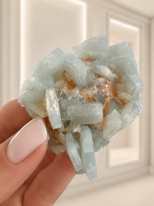 Blauer Barit/Baryt Kristallcluster auf Matrix – Blue Barite Naturstufe | 126 g