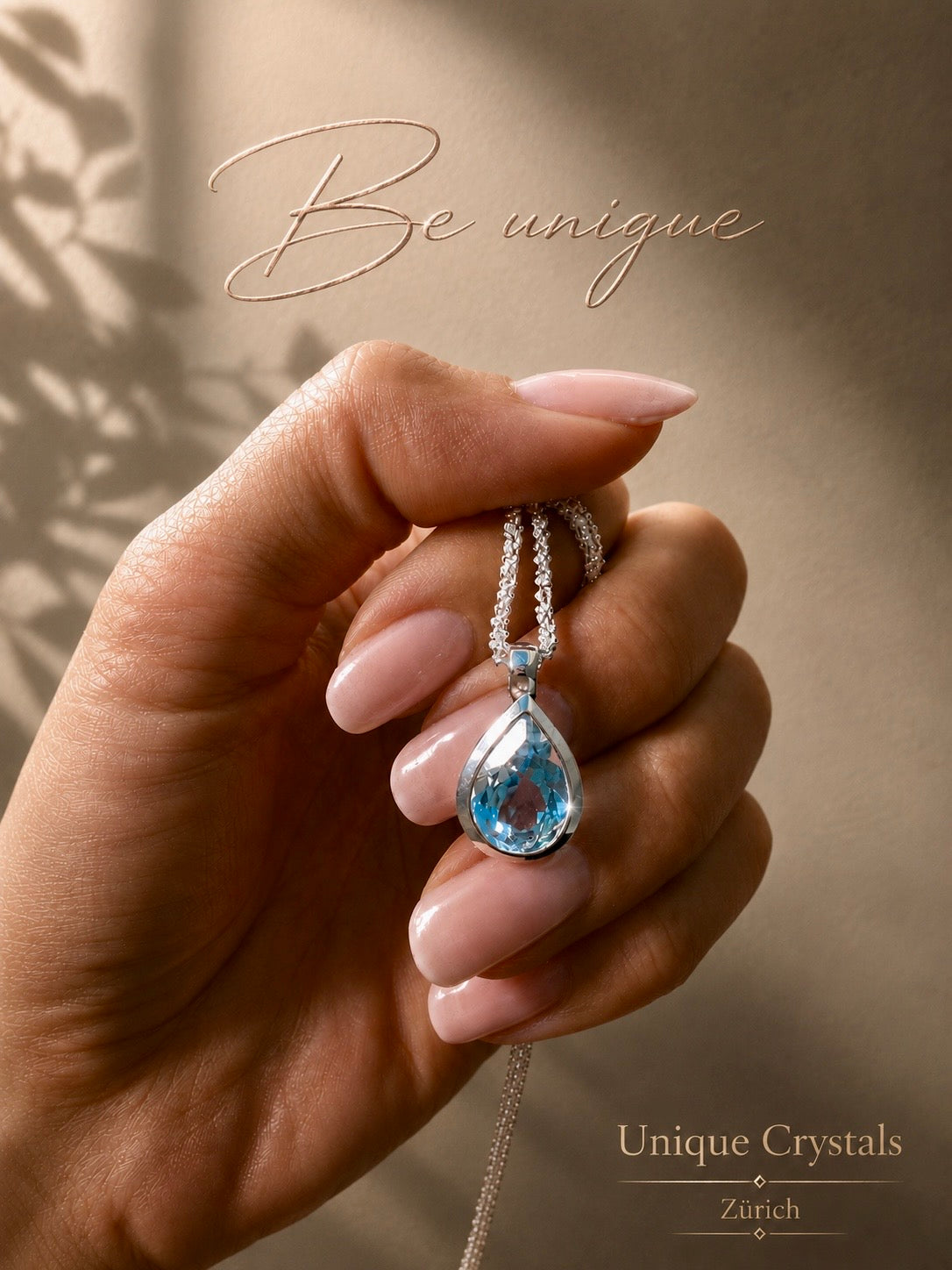 Blautopas Tear Drop Anhänger 1,4 cm, 925 Silber