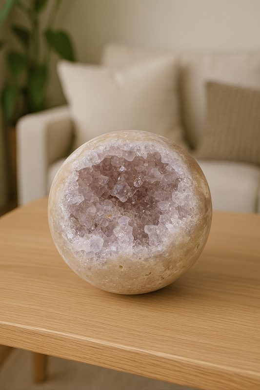 Pink Amethyst Kugel 9,5 cm | 1,35 kg – Heilstein aus Brasilien mit beruhigender Wirkung
