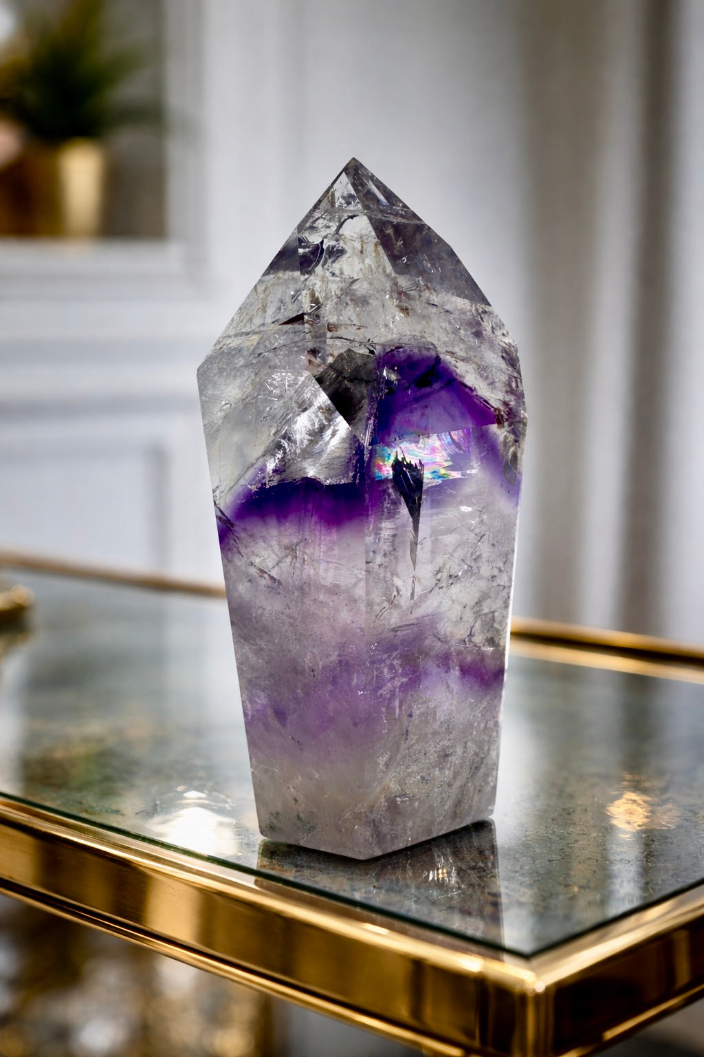 Punta di Ametista Fantasma con Arcobaleno - 10cm, 223g