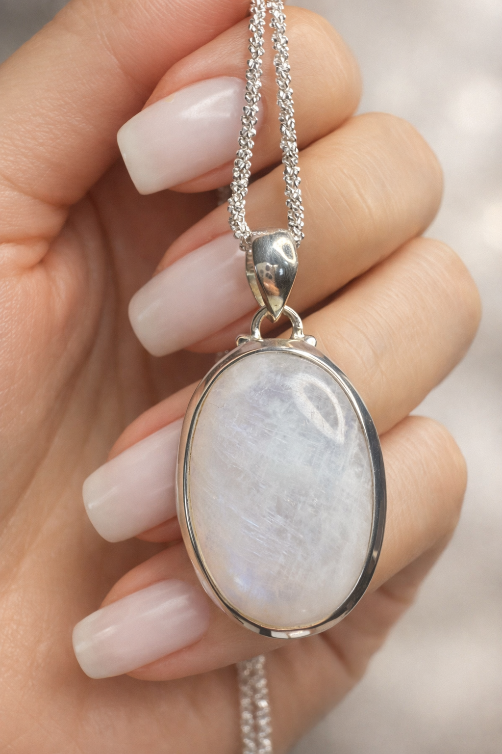 Regenbogen-Mondstein Anhänger 925 Silber – funkelnd & elegant