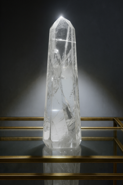 Lemurian Kristallspitze 27 cm – Extra klare Premium Qualität mit Regenbogen