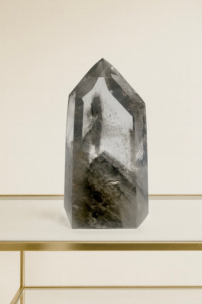 Schwarzer perfekter Phantom Bergkristall (sehr klar) 🖤 - 8.1cm, 188g